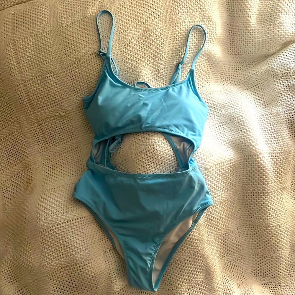 Light blue one piece swimsuit